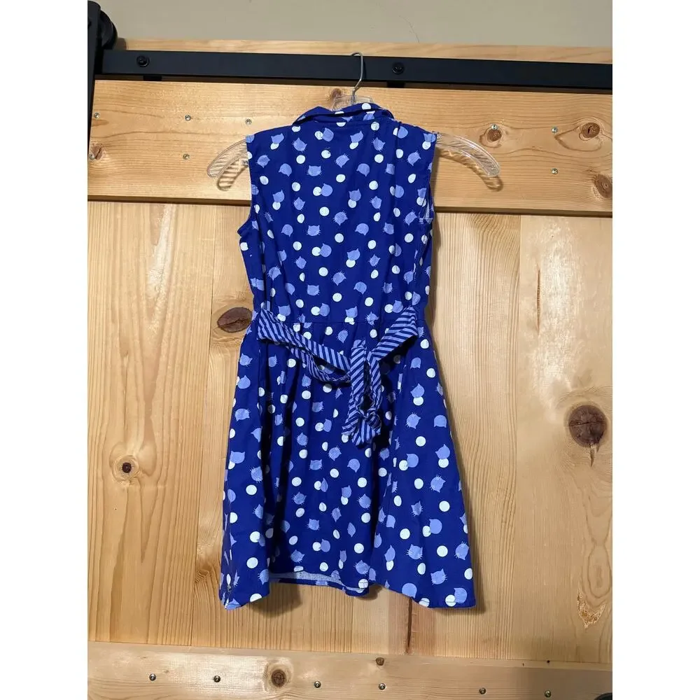 American Girl Cat Dress Sleeveless Collared Blue Girl’s Size 10